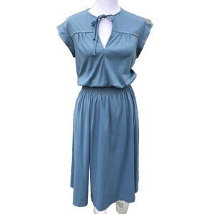 Vtg 70s 80s MCM Chipper Calif Women’s. S M Cap Sleeve Midi Dress Dusty Blue